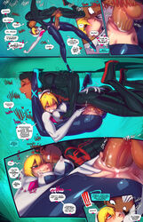 anus ass ass_grab big_penis blonde_hair blue_eyes comic contortion cum cum_in_pussy cum_inside dark-skinned_male dark_skin dialogue erection female flexible fred_perry gwen_stacy interracial male marvel marvel_comics miles_morales penis post-nut_clarity post_nut_clarity power_sex pussy pussy_grip sex smile speech_bubble spider-gwen spider-man:_into_the_spider-verse spider-man_(series) spread_legs straight tagme text vaginal_penetration