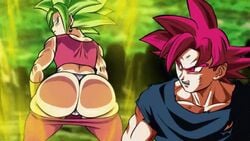 16:9 1male animated anus ass ass_clapping ass_shake big_ass bottoms_down bouncing_ass clothing d-art divine_wine dragon_ball dragon_ball_super green_hair huge_ass kefla large_ass legendary_super_saiyan looking_at_viewer looking_back muscle muscular_female muscular_male pants pants_down pantsu potara_earrings red_eyes red_hair red_pants red_shirt shirt son_goku super_saiyan super_saiyan_god thick_thighs thighs tournament_of_power twerking underwear vagina vampiranhya_(artist) white_panties white_underwear