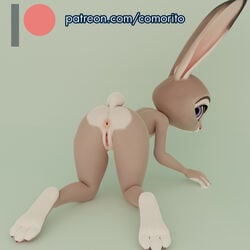 absurd_res anthro anus ass comorito disney female flat_chest genitals hi_res judy_hopps lagomorph leporid mammal nude pussy rabbit solo zootopia zootropolis