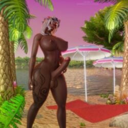 1futa 2021 big_ass big_breasts big_penis dark-skinned_futanari dark_skin eclipse eclipse_(oc) futanari human_(warcraft) human_(world_of_warcraft) intersex letyra masturbation purple_eyes silver_hair tattoo warcraft world_of_warcraft wow