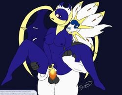 anthro basma black_background breast game_freak lunala male_pokemon nintendo penis pokemon sex solgaleo vagina