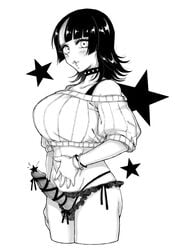 1futa artist_request big_breasts censored dickgirl erection futanari hoshi_kirara jujutsu_kaisen lace-trimmed_panties penis piercings spiked_collar testicles underwear