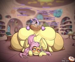 2021 anilingus anus anus_worship ass ass_up big_butt big_udders blush bodily_fluids crotchboobs drooling duo equid equine eye_roll female feral fluttershy_(mlp) friendship_is_magic futa_on_female futanari hasbro hi_res hooves horse huge_ass huge_crotchboobs hyper hyper_anus hyper_teats intersex intersex/female licking_anus mammal musk my_little_pony nipples pony raised_tail rimming saliva semi-anthro tagme toby_art twilight_sparkle_(mlp) udders