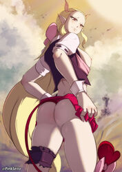 1girls ass blonde_hair breasts breasts_out demon demon_girl elizabetta_ix female female_only horns ix_elizabetta looking_at_viewer looking_down mairimashita!_iruma-kun mooning pinkseito red_eyes skirt skirt_lift skirt_up smile solo tail undressing welcome_to_demon_school!_iruma-kun