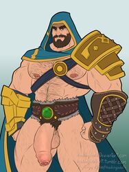 1boy balls bara facial_hair flaccid flaccid_penis gay hairy headingsouth male male_only muscles muscular muscular_male mythology norse_mythology penis smite ullr_(smite)