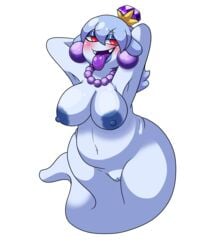 alpha_channel big_breasts blue_body blue_hair blush boo_(mario) breasts crown digital_media_(artwork) ear_piercing ear_ring eyeshadow fangs female gem genitals ghost hair hi_res humanoid jewelry king_boo lipstick looking_at_viewer luigi's_mansion makeup mario_(series) mature_female necklace nintendo nipples not_furry nude open_mouth pearl_(gem) pearl_necklace piercing pussy queen royalty rule_63 simple_background slightly_chubby smile solo spirit thick_thighs tongue tongue_out transparent_background video_games white_background yoshimister