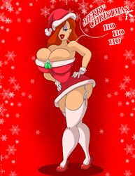 big_breasts breasts cartoonfan402 christmas disney dress full_body fully_clothed green_eyes hands_on_hips high_heels hips huge_breasts jessica_rabbit large_breasts legs massive_breasts red_hair red_lips red_lipstick santa_costume santa_hat stockings thick_thighs thighs waist who_framed_roger_rabbit