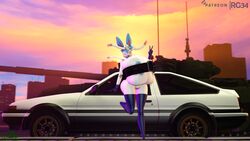 3d 90's_theme big_ass big_breasts boob_window breasts_bigger_than_head eeveelution female female_only huge_ass huge_breasts hyper hyper_breasts nintendo no_bra pokémon_(species) pokemon pokemon_(species) rgtdwtbr solo source_filmmaker sylveon toyota toyota_sprinter_trueno_ae86 underboob