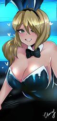 1girls blonde_hair bowtie breasts bunny_ears bunnysuit cleavage female female_only five_nights_at_freddy's five_nights_at_freddy's:_security_breach green_eyes hi_res human large_breasts neckwear open_smile playboy_bunny smile solo vanessa_(fnaf) vixenery