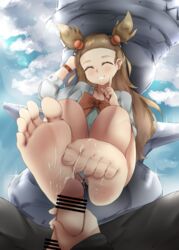 absurdres barefoot censored cum cum_on_feet ejaculation ethan_ppj_(artist) feet female jasmine_(pokemon) penis pokemon pokemon_gsc soles toes