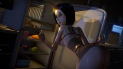 3d ass beldam bent_over big_ass big_breasts bra button_eyes caught coraline female female_only food fridge hungry leather lingerie milf mole mother night nose other_mother panties snack solo standing sweat