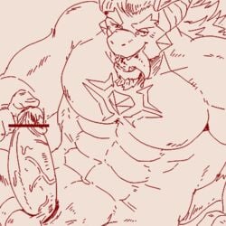 abs another_eidos_of_dragon_vein_r anthro balls barboros_(anothereidos_r) beard bodily_fluids censor_bar censored dragon drooling facial_hair fangs genitals hair horn looking_at_viewer looking_pleasured low_res male male_only masturbation muscular muscular_anthro muscular_male nude pecs penis run_aki saliva scalie solo tongue tongue_out