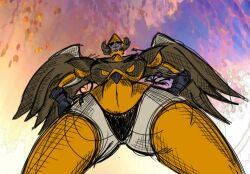 1girls airazor alien alien_girl beast_wars black_panties black_thong breasts female female_only halvovh medium_breasts panties robot robot_girl robot_humanoid solo solo_female thick_thighs thong transformers wings