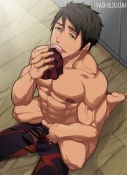 1boy free! male_only masturbation sniffing_clothes sousuke_yamazaki tagme underwear