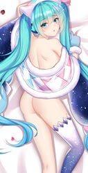 1girls aqua_eyes aqua_hair ass ass_cheeks big_ass big_butt blue_eyes blue_hair female female_only hatsune_miku light_blue_eyes light_blue_hair long_hair looking_at_viewer magical_mirai_(vocaloid) pussy round_ass solo solo_female solo_focus twintails vagina vocaloid