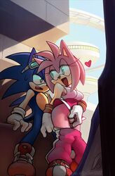 amy_rose grinding handjob pants_down penis_tip pink_fur pink_hair skirt sonic_(series) sonic_riders sonic_the_hedgehog sweatpants thigh_sex upskirt watatanza