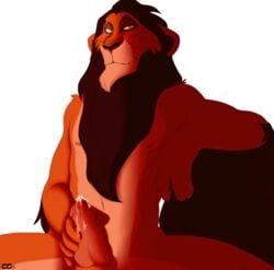 1boy anthro crazedg disney feline fur furry lion male male_only mammal masturbation penis scar scar_(the_lion_king) solo the_lion_king