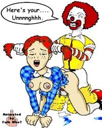 animated crossover female fulk_who handlebars human male mascot mcdonald's ronald_mcdonald sex straight tagme wendy's wendy_thomas