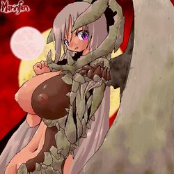 bad_anatomy breasts huge_breasts hyper_breasts lowres magic_the_gathering monster_girl morinfen nightmare_waifu phyrexian white_hair wings yone88