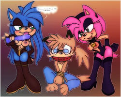 amy_rose auntymoira becky_the_hedgehog blush bondage breasts femdom malesub multiple_doms nipples purity purity_the_hedgehog sonic_(series) tied_hands