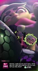3d 3d_(artwork) ass big_ass bigger_female callie_(splatoon) dialogue_box giantess huge_ass lewdssonk marie_(splatoon) smaller_female splatoon splatoon_(series) squid_sisters