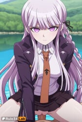 skirt hetero sex 1boy penis long_hair necktie jacket shirt gloves braid vaginal purple_eyes girl_on_top black_skirt uncensored pleated_skirt ribbon hair_ribbon brown_necktie cowgirl_position straddling black_ribbon white_shirt side_braid looking_at_viewer pussy miniskirt collared_shirt black_gloves breasts open_clothes orange_necktie outdoors clothed_sex long_sleeves pov open_jacket solo_focus purple_hair closed_mouth purple_jacket single_braid black_jacket kirigiri_kyoko rule34lab hi_res ai_generated kirigiri_kyouko danganronpa 1girls female 1boy1girl vaginal_sex vaginal_penetration