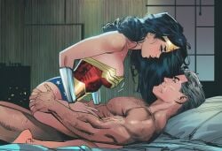 odin139 wonder_woman clark_kent superman_(series) black_hair 1boy1girl dc_comics ai_generated