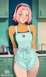 artist:nekopix naruto sakura_haruno 1girl solo breasts large_breasts nipples areolae ass pussy nude completely_nude uncensored nsfw hentai blush curvy thick_thighs wide_hips thighs navel long_hair looking_at_viewer smile seductive open_mouth full_body high_resolution highly_detailed simple_background rule34 ai_generated patreon