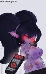big_breasts big_butt blush boobs controller female female_only glowing_eyes hypnosis inverted_nipples large_breasts league_of_legends league_of_legends:_wild_rift mind_control noxus_poppy poppy scaredwingedcat shortstack tech_control yordle