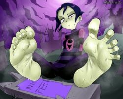feet feet_focus foot_fetish purple_hair salmobaliki tak_(invader_zim) toes_spread
