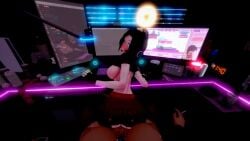 3d animated ass big_breasts dark-skinned_futa dezerbitch multitasking no_sound pale-skinned_female red_hair ruby_rose rwby tagme video
