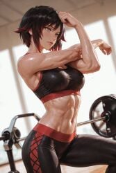 ai_generated tagme rwby 1girls solo solo_focus solo_female gym gym_clothes sportswear ruby_rose