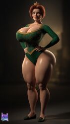 3d 3d_render ai_assisted ass_bigger_than_head auburn_hair bare_legs big_ass big_boobs big_breasts bimbofication braid braided_hair busty cleavage cleavage_overflow curvaceous curvy dreamworks dreamworks_animation front_view glossy_body green_clothing hands_on_hips heavy_breasts high_quality highleg highleg_leotard hourglass_figure huge_breasts human_fiona lewdstein light-skinned_female light_skin long_hair narrow_waist oiled_skin orange_hair princess princess_fiona princess_fiona_(human) red_hair redhead shiny_skin shoes shrek_(film) shrek_(series) slim_waist smirk thick_ass thick_thighs thighs thin_waist tiara tight_clothing tight_fit voluptuous