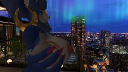 3d 1girls absurd_res animal_ears anthro anthro_female blue_eyes blue_fur blue_hair breasts fox fox_ears krystal krystal_(dogzeela) female female_only furry furry_female large_breasts naked nipples pink_nipples ponytail star_fox vrchat