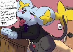 absurd_res animal_genitalia baz_bilby blissful blush bodily_fluids feral generation_4_pokemon genital_fluids genitals hi_res male nintendo peeing_on_bed peeing_on_wall penile_spines penis pokemon pokemon_(species) sheath shinx solo tesla_(bazbilby) urine urine_marking urine_on_wall watersports