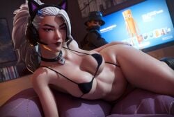1boy 1female 1girls 2026 3d animal_ears areola areolae big_breasts bikini bikini_bottom bikini_top black_lipstick black_nail_polish black_nails boobs breasts cat_ears cat_ears_headphones choker cleavage colored_nails curvaceous curvy curvy_female curvy_figure dasha_(fortnite) epic_games eyeshadow female female_focus fortnite fortnite:_battle_royale hair_ornament hand_on_hip headset heart laying laying_on_side light-skinned_female light_skin lipstick long_hair looking_at_viewer makeup male nail_polish neckwear on_side painted_nails phantasm_(fortnite) pink_eyes pink_eyeshadow ponytail pose posing presenting raviana_brwl sexy skimpy_bikini smile swimwear tits tung_tung_tung_sahur two-piece_swimsuit white_hair white_hair_female