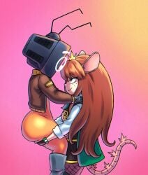 4rm5trong cukizilla el_ultimo_tvnauta tv_nauta lifting_person female_lifting_male ass ass_focus ass_up ass_grab dominant_female strong_female robot_boy rat_girl rat_tail rat_ears moles_under_eyes crown brown_hair brown_eyes green_cape couple couple_(romantic) couple_love couple_focus mexican_male colombian_female hispanic_female hispanic_male hispanic_youtuber youtube_hispanic