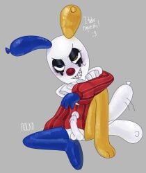 balloon bedroom_eyes bottomless clown clown_costume clown_nose creepy_clown_looey dandy's_world dandys_world erect_cock erect_penis erection heterochromia holnd leaking_precum looey_(dandy's_world) looking_at_viewer no_pants paws precum running_makeup showing_penis tail_wagging