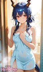 artist:heroero arknights ch'en_(arknights) 1girl solo breasts large_breasts nipples areolae ass pussy nude completely_nude uncensored nsfw hentai blush curvy thick_thighs wide_hips thighs navel long_hair looking_at_viewer smile seductive open_mouth full_body high_resolution highly_detailed simple_background rule34 ai_generated patreon