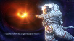 outer_space space astronaut astronaut_suit astronaut_helmet solo solo_focus solo_male black_hole thumbs_up big_penis erection erect_penis nasa faceless_male faceless_character english english_text jojobanks science_fiction sci-fi