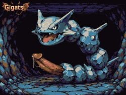 ai_assisted ai_generated animated animation aseprite_(artwork) erection funny gif gigatsu limited_palette looking_at_viewer nintendo penis pixel_animation pixel_art pokemon pokemon_(species) solo_male steelix twitching