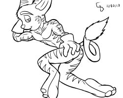 glenskunk ratchet_and_clank ratchet_(ratchet_and_clank) 2010 ass balls monochrome 1boy solo gay yaoi video_games dated male male_only