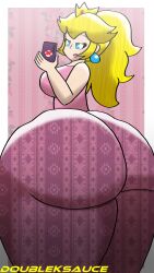 princess_peach nintendo mario_(series) huge_ass huge_butt selfie selfie_pose phone looking_at_phone ass butt ass_focus butt_focus hyper_ass hyper_butt 2d 2d_(artwork) 2d_artwork 2026 tagme big_ass big_butt blonde_hair blonde_female lips crown princess ponytail digital_media_(artwork) digital_drawing_(artwork) doubleksauce flare_pants forbidden_pants