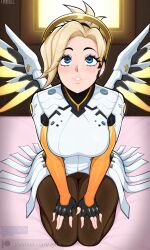 artist:zynxi overwatch mercy 1girl solo breasts large_breasts nipples areolae ass pussy nude completely_nude uncensored nsfw hentai blush curvy thick_thighs wide_hips thighs navel long_hair looking_at_viewer smile seductive open_mouth full_body high_resolution highly_detailed simple_background rule34 ai_generated patreon