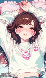 artist:pinkbunnies overwatch d.va 1girl solo breasts large_breasts nipples areolae ass pussy nude completely_nude uncensored nsfw hentai blush curvy thick_thighs wide_hips thighs navel long_hair looking_at_viewer smile seductive open_mouth full_body high_resolution highly_detailed simple_background rule34 ai_generated patreon