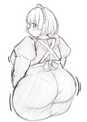 ass azusa_mifuyu bbw big_ass big_breasts breasts chubby chubby_female hips huge_ass looking_at_viewer looking_back magia_record:_mahou_shoujo_madoka_magica_gaiden mahou_shoujo_madoka_magica maid_uniform orristerioso puella_magi_madoka_magica wide_hips