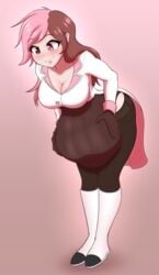 big_belly brown_eyes brown_hair cleavage clothing female female_only heterochromia multicolored_eyes multicolored_hair neo_(rwby) pink_eyes pink_hair rwby starcrossing two_tone_hair vore