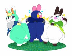 3boys animal_crossing ass bottomless clothing fat fur furry furry_only genji_(animal_crossing) hi_res huge_ass looking_back male male_only mintrimo nintendo overweight overweight_male rabbit sasha_(animal_crossing) snake_(animal_crossing) tail thick_thighs twink video_games wide_hips wink