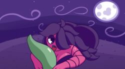 animated bigdarkpp female flower grass licking moon night plant plant_girl