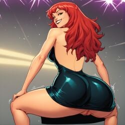 1girls ai_generated ass big_breasts black_dress black_man camera_pov cleavage club comic cuckold dress female fit fit_female green_eyes hairy_pussy interracial interracial_couple lipstick long_hair looking_at_viewer luke_cage marvel marvel_comics mary_jane_watson nightclub pov pussy qos queen_of_spades red_hair solo spider-man_(series) themerchant69 twerking